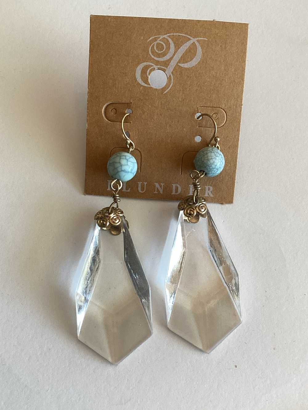 Plunder Gold-Tone & Turquoise Bead Crystal Drop Earrings